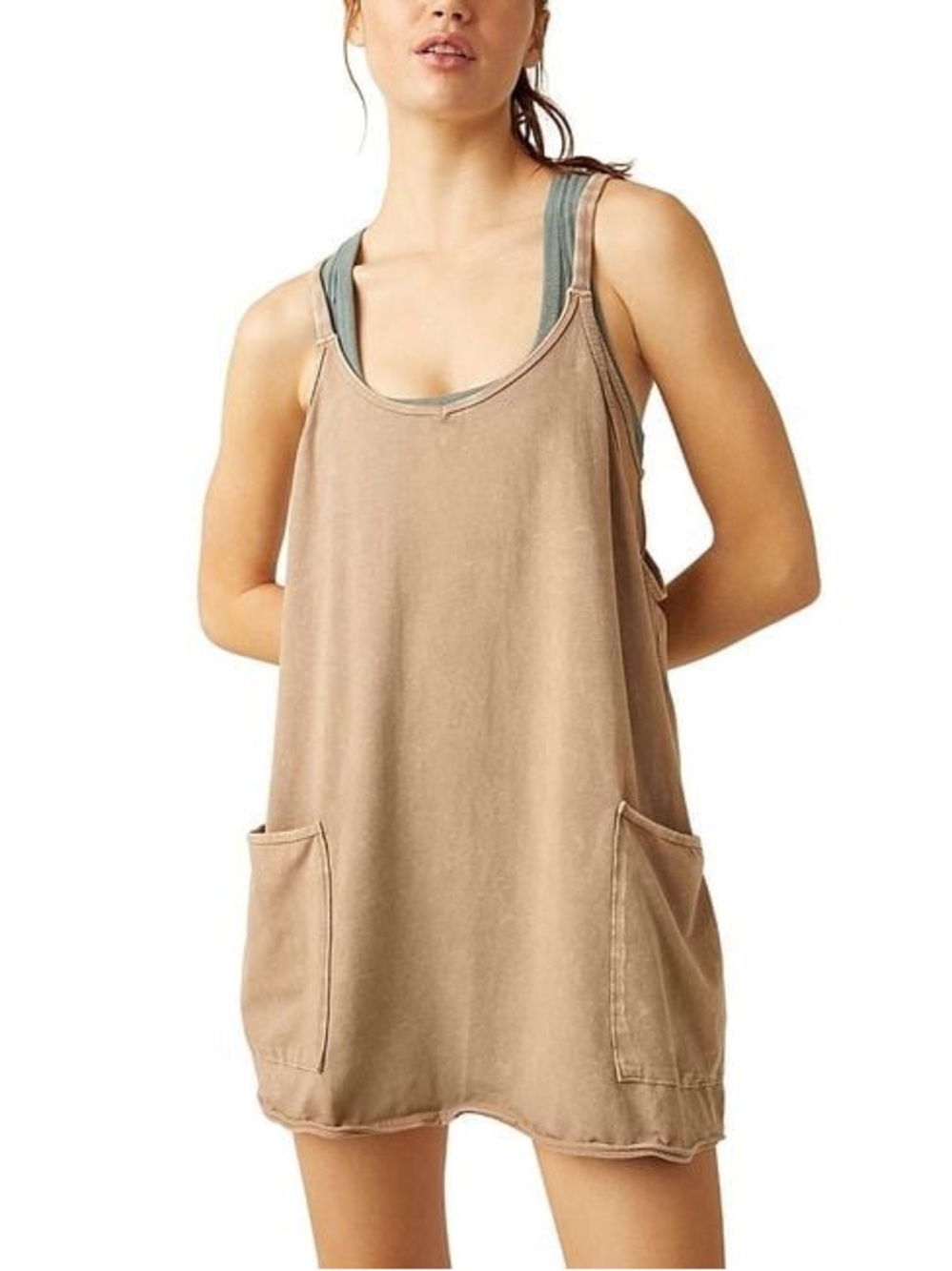Free People Women's Distressed Hot Shot Racer Back Romper, Size M